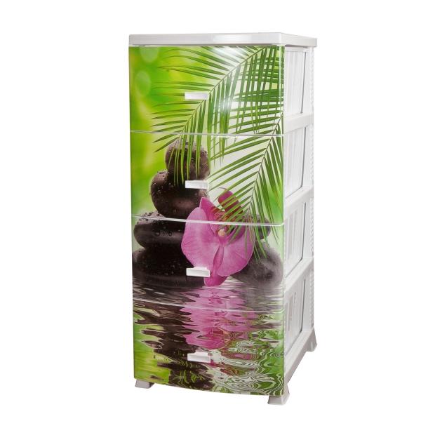 Комод Декор 4-х "Орхидея "РОСС" бел.