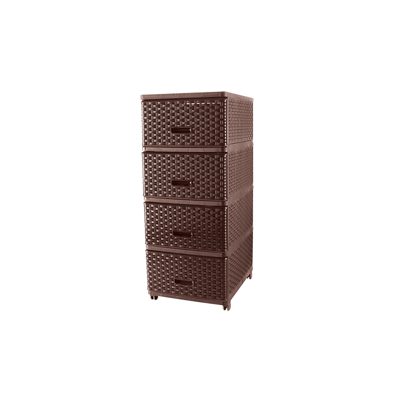 Комод "Дуня" плетенный 4-ящика коричневый