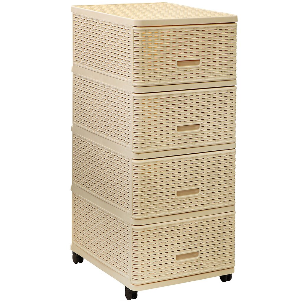 Комод "Дуня" плетенный 4-ящика беж