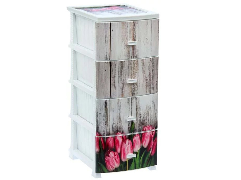 Комод Декор 4-х "Тюльпан "РОСС" бел.